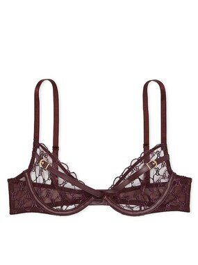 New! Victoria’s Secret Logo Embroidery Unlined Low-Cut Demi Bra 32C 34463